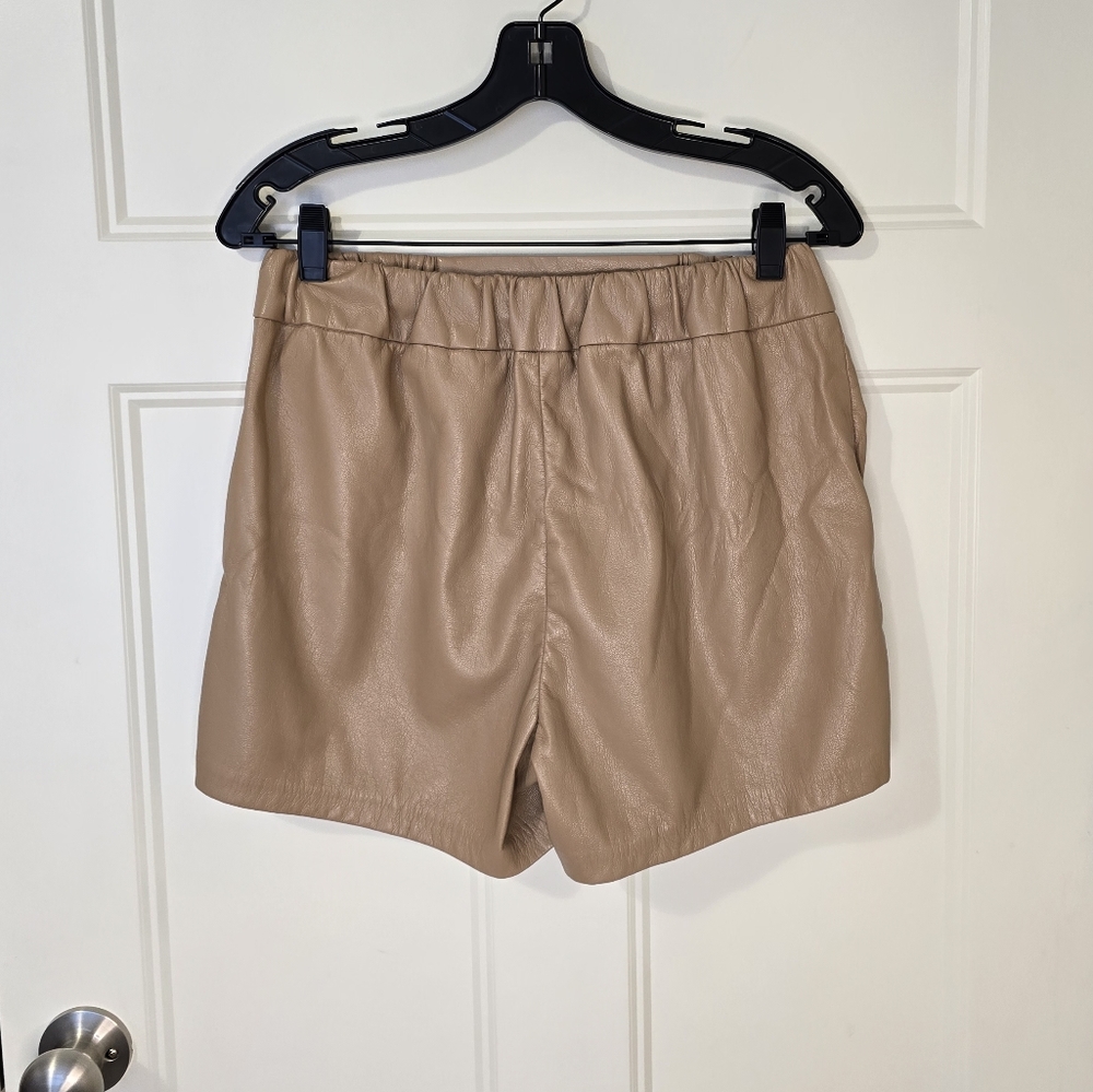 Anine Bing High Waist Shorts in Tan - Picture 2 of 11